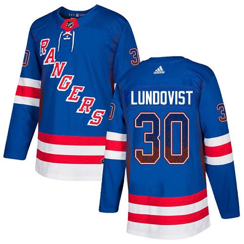 Adidas Rangers #30 Henrik Lundqvist Royal Blue Home Authentic Drift Fashion Stitched NHL Jersey - Click Image to Close