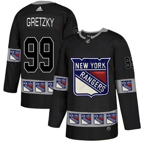 Adidas Rangers #99 Wayne Gretzky Black Authentic Team Logo Fashion Stitched NHL Jersey - Click Image to Close