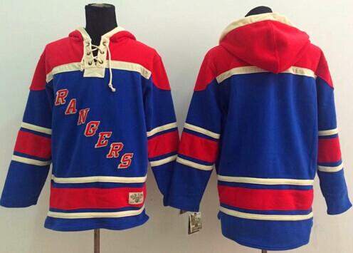 Rangers Blank Blue Sawyer Hooded Sweatshirt Stitched NHL Jersey - Click Image to Close