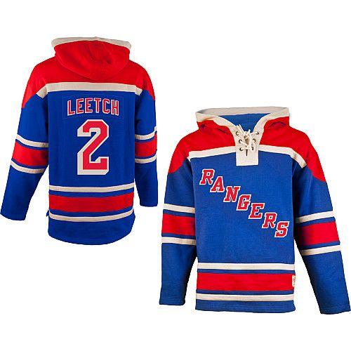 Rangers #2 Brian Leetch Blue Sawyer Hooded Sweatshirt Stitched NHL Jersey - Click Image to Close