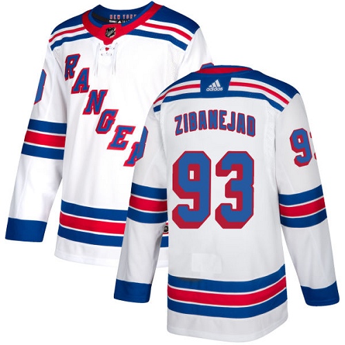 Adidas Rangers #93 Mika Zibanejad White Road Authentic Stitched NHL Jersey - Click Image to Close