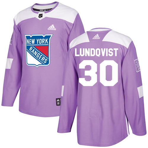 Adidas Rangers #30 Henrik Lundqvist Purple Authentic Fights Cancer Stitched NHL Jersey - Click Image to Close