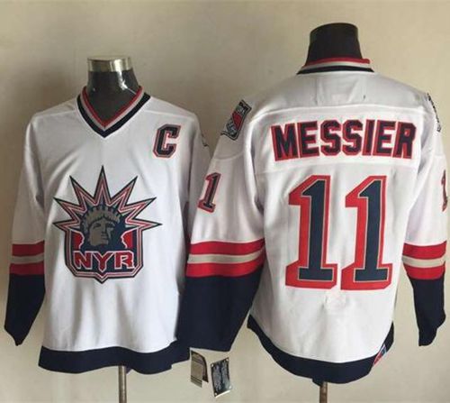 Rangers #11 Mark Messier White CCM Statue of Liberty Stitched NHL Jersey