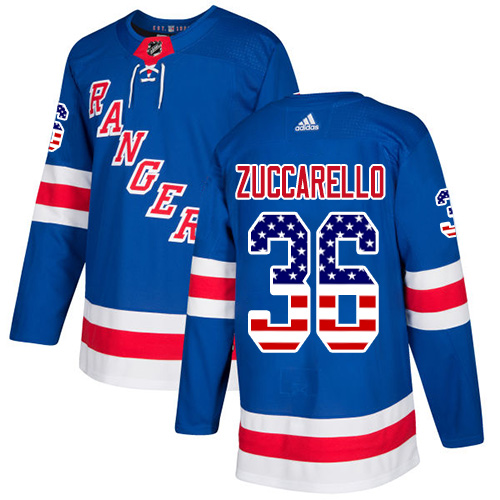 Adidas Rangers #36 Mats Zuccarello Royal Blue Home Authentic USA Flag Stitched NHL Jersey