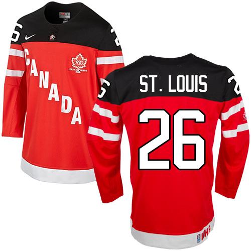 Olympic CA. #26 Martin St. Louis Red 100th Anniversary Stitched NHL Jersey