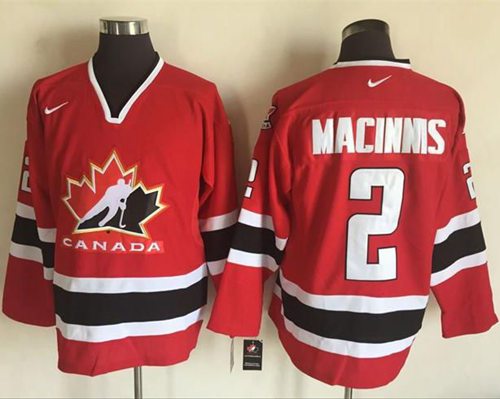 Team CA. #2 Al MacInnis Red/Black 2002 Olympic Nike Throwback Stitched NHL Jersey