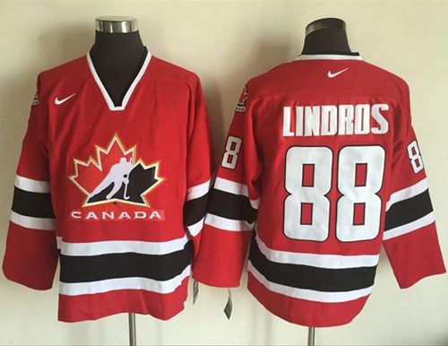 Team CA. #88 Eric Lindros Red/Black 2002 Olympic Nike Throwback Stitched NHL Jersey