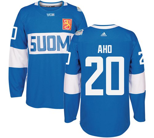 Team Finland #20 Sebastian Aho Blue 2016 World Cup Stitched NHL Jersey