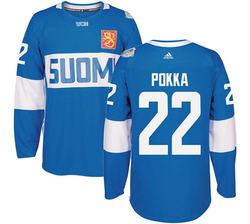 Team Finland #22 Ville Pokka Blue 2016 World Cup Stitched NHL Jersey - Click Image to Close