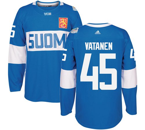 Team Finland #45 Sami Vatanen Blue 2016 World Cup Stitched NHL Jersey