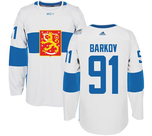 Team Finland #91 Aleksander Barkov White 2016 World Cup Stitched NHL Jersey