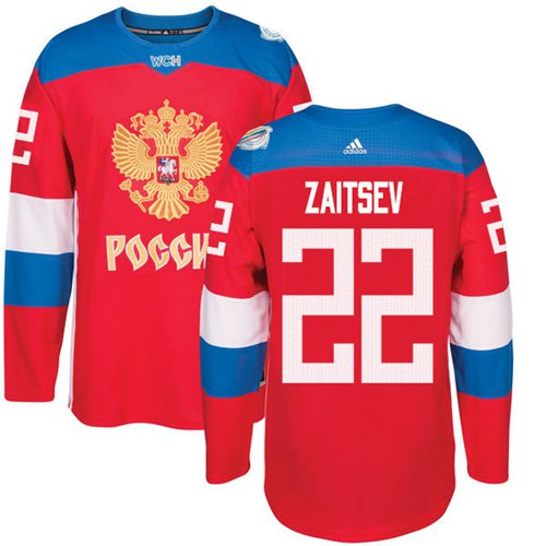 Team Russia #22 Nikita Zaitsev Red 2016 World Cup Stitched NHL Jersey