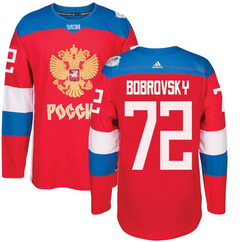 Team Russia #72 Sergei Bobrovsky Red 2016 World Cup Stitched NHL Jersey