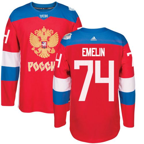 Team Russia #74 Alexei Emelin Red 2016 World Cup Stitched NHL Jersey - Click Image to Close