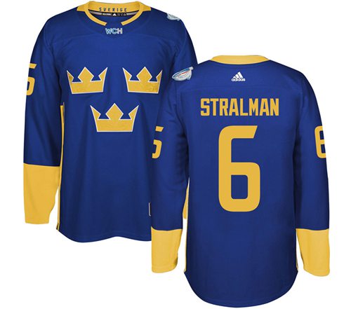 Team Sweden #6 Anton Stralman Blue 2016 World Cup Stitched NHL Jersey