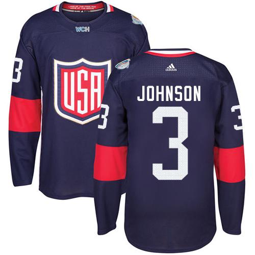 Team USA #3 Jack Johnson Navy Blue 2016 World Cup Stitched NHL Jersey - Click Image to Close