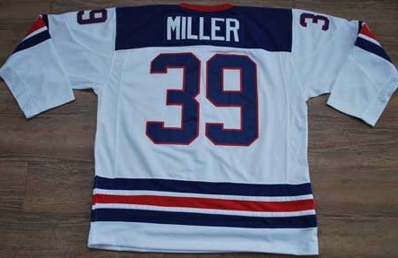 2010 Olympic Team USA #39 Ryan Miller Embroidered White 1960 Throwback NHL Jersey - Click Image to Close