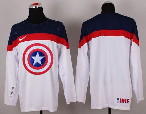 Olympic Team USA Blank White Captain America Fashion Stitched NHL Jersey