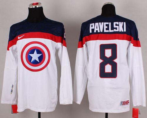 Olympic Team USA #8 Joe Pavelski White Captain America Fashion Stitched NHL Jersey