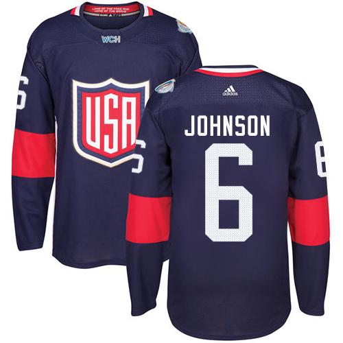 Team USA #6 Erik Johnson Navy Blue 2016 World Cup Stitched NHL Jersey