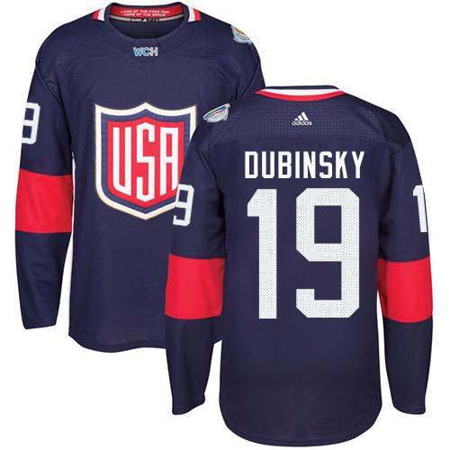 Team USA #19 Brandon Dubinsky Navy Blue 2016 World Cup Stitched NHL Jersey - Click Image to Close