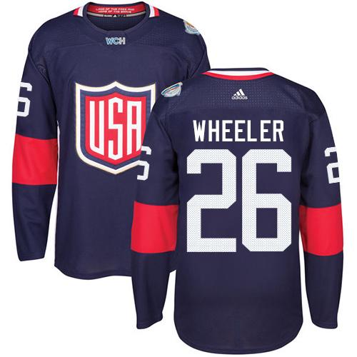 Team USA #26 Blake Wheeler Navy Blue 2016 World Cup Stitched NHL Jersey - Click Image to Close