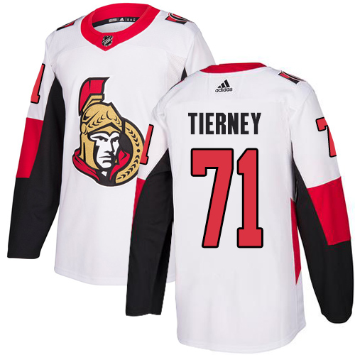 Adidas Senators #71 Chris Tierney White Road Authentic Stitched NHL Jersey