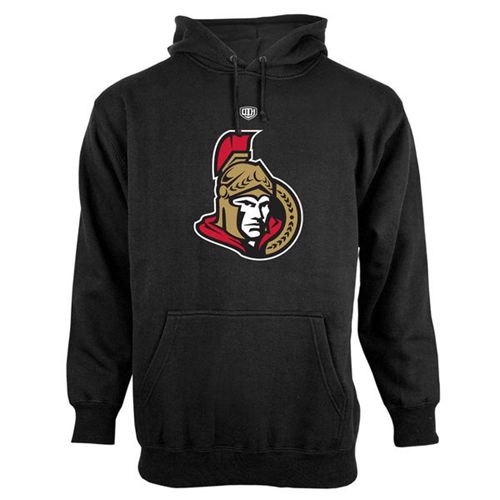 Ottawa Senators Old Time Hockey Big Logo with Crest Pullover Hoodie Black - Click Image to Close