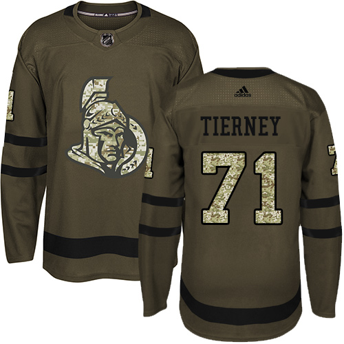 Adidas Senators #71 Chris Tierney Green Salute to Service Stitched NHL Jersey - Click Image to Close