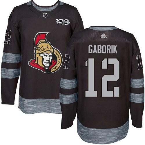 Adidas Senators #12 Marian Gaborik Black 1917-2017 100th Anniversary Stitched NHL Jersey