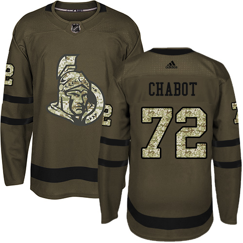 Adidas Senators #72 Thomas Chabot Green Salute to Service Stitched NHL Jersey - Click Image to Close