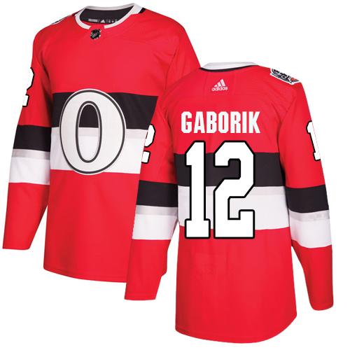 Adidas Senators #12 Marian Gaborik Red Authentic 2017 100 Classic Stitched NHL Jersey