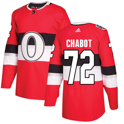 Adidas Senators #72 Thomas Chabot Red Authentic 2017 100 Classic Stitched NHL Jersey - Click Image to Close