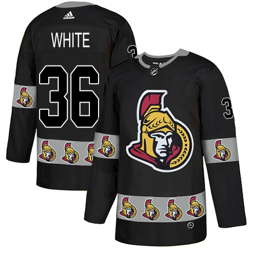 Adidas Senators #36 Colin White Black Authentic Team Logo Fashion Stitched NHL Jersey - Click Image to Close