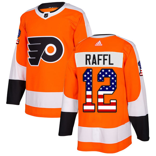 Adidas Flyers #12 Michael Raffl Orange Home Authentic USA Flag Stitched NHL Jersey