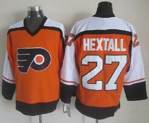 Flyers #27 Ron Hextall Orange CCM Throwback Stitched NHL Jersey - Click Image to Close