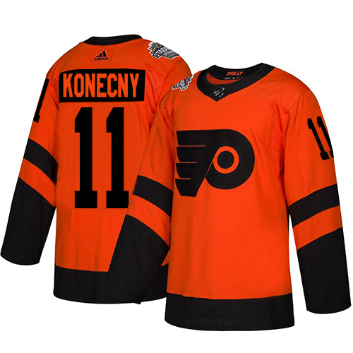 Adidas Flyers #11 Travis Konecny Orange Authentic 2019 Stadium Series Stitched NHL Jersey