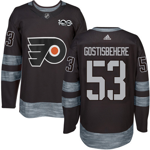 Adidas Flyers #53 Shayne Gostisbehere Black 1917-2017 100th Anniversary Stitched NHL Jersey