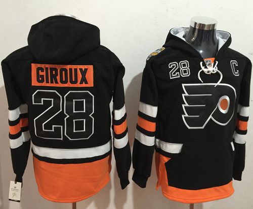 Flyers #28 Claude Giroux Black Name & Number Pullover NHL Hoodie