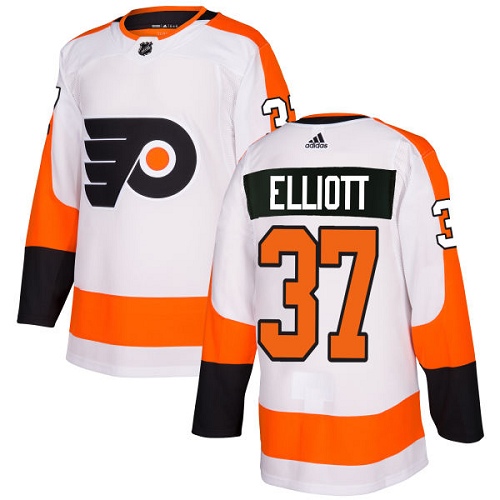 Adidas Flyers #37 Brian Elliott White Road Authentic Stitched NHL Jersey - Click Image to Close