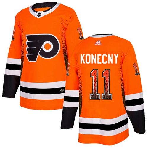 Adidas Flyers #11 Travis Konecny Orange Home Authentic Drift Fashion Stitched NHL Jersey