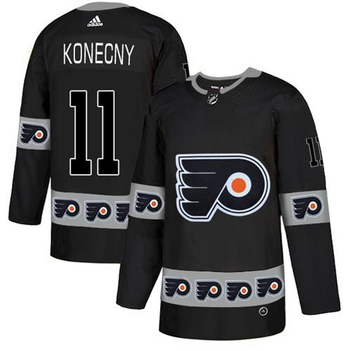 Adidas Flyers #11 Travis Konecny Black Authentic Team Logo Fashion Stitched NHL Jersey