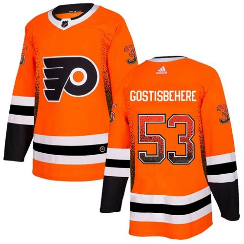 Adidas Flyers #53 Shayne Gostisbehere Orange Home Authentic Drift Fashion Stitched NHL Jersey - Click Image to Close