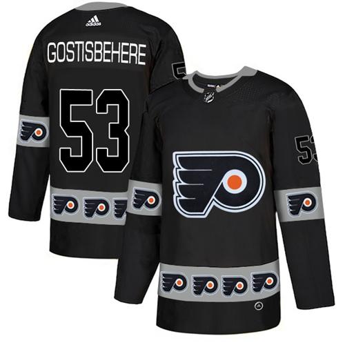 Adidas Flyers #53 Shayne Gostisbehere Black Authentic Team Logo Fashion Stitched NHL Jersey