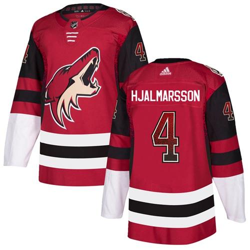 Adidas Coyotes #4 Niklas Hjalmarsson Maroon Home Authentic Drift Fashion Stitched NHL Jersey - Click Image to Close