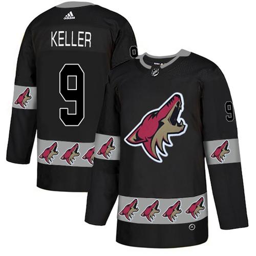 Adidas Coyotes #9 Clayton Keller Black Authentic Team Logo Fashion Stitched NHL Jersey - Click Image to Close