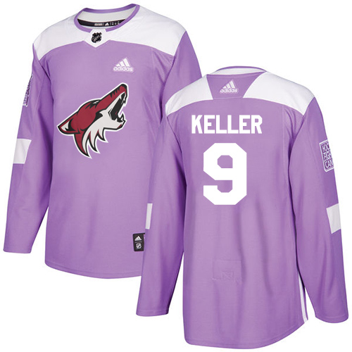 Adidas Coyotes #9 Clayton Keller Purple Authentic Fights Cancer Stitched NHL Jersey