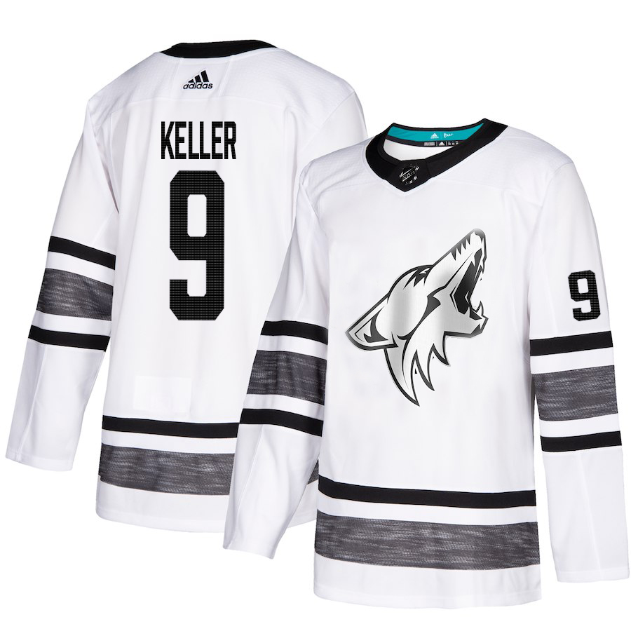 Adidas Coyotes #9 Clayton Keller White Authentic 2019 All-Star Stitched NHL Jersey - Click Image to Close