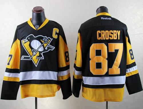 Penguins #87 Sidney Crosby Black Alternate Stitched NHL Jersey