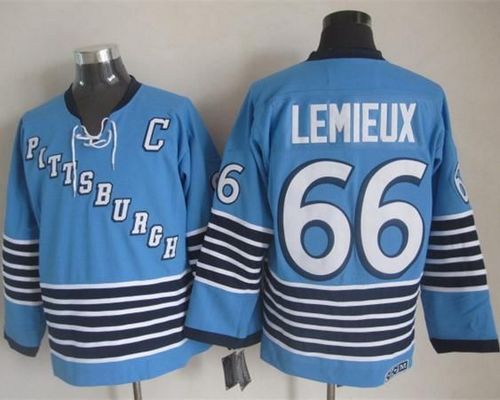 Penguins #66 Mario Lemieux Light Blue CCM Throwback Stitched NHL Jersey